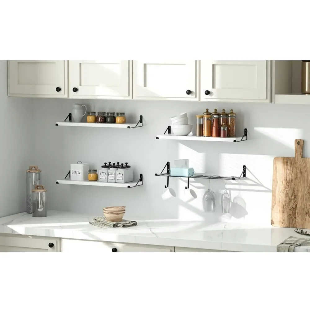 Floating Shelf Wall Rustic Shelves Bathroom Living Room Kitchen White Marble OW